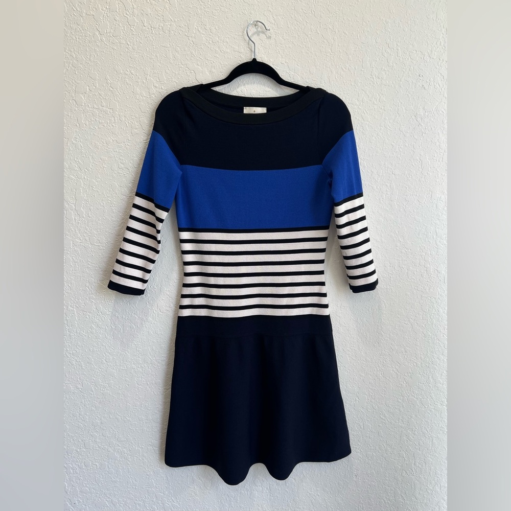 Kate Spade Striped Scuba 3/4 Sleeves‎ Dress Size Small